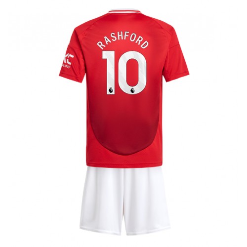 Fotbalové Dres Manchester United Marcus Rashford #10 Dětské Domácí 2024-25 Krátký Rukáv (+ trenýrky)